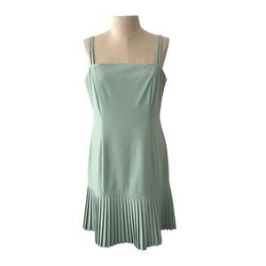 Kenzie Seafoam Green Double Straps Pleated Mini Dress Size 8